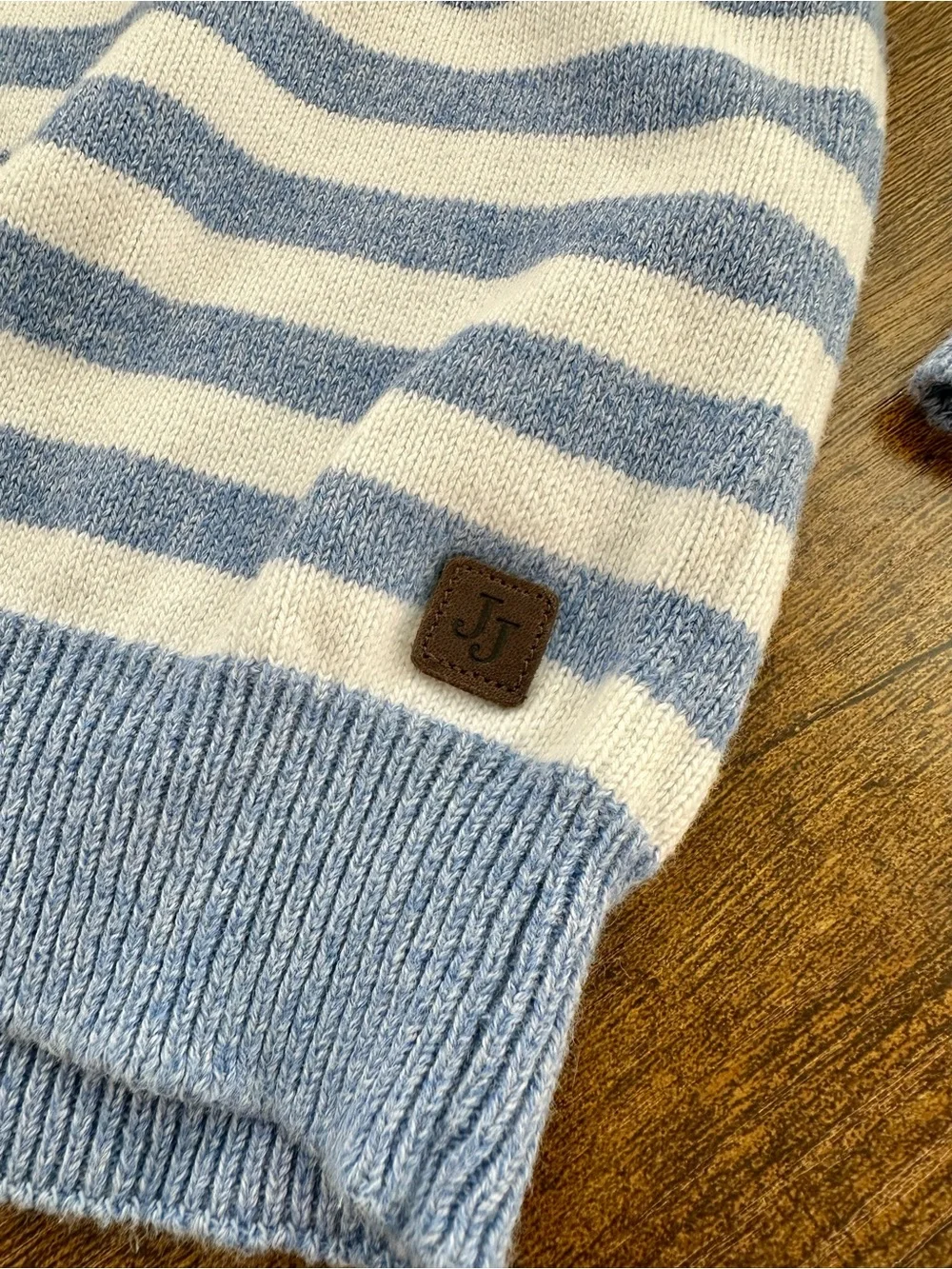 Janie and Jack Sky Stripe Shawl Collar Pullover Sweater, 4T - Picture 9 of 12